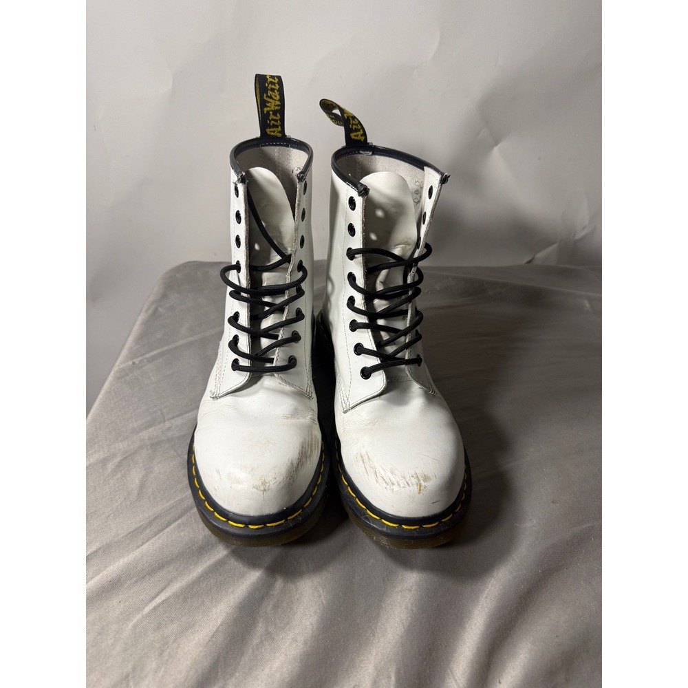 Dr. Martens 1460 White Smooth Leather 8-Eye Lace Up Combat Boots Women's Size 10